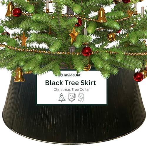 Christmas Tree Collar, Holiday Tree Skirt Alternative, Christmas Decorations for Tree, Modern Christmas Tree Skirt, Xmas Tree Collar (Black) | Amazon (US)