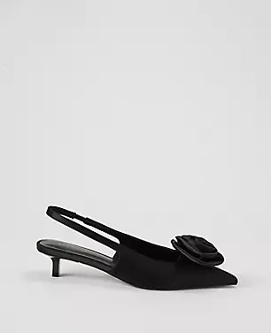 Rosette Satin Slingback Pump | Ann Taylor (US)
