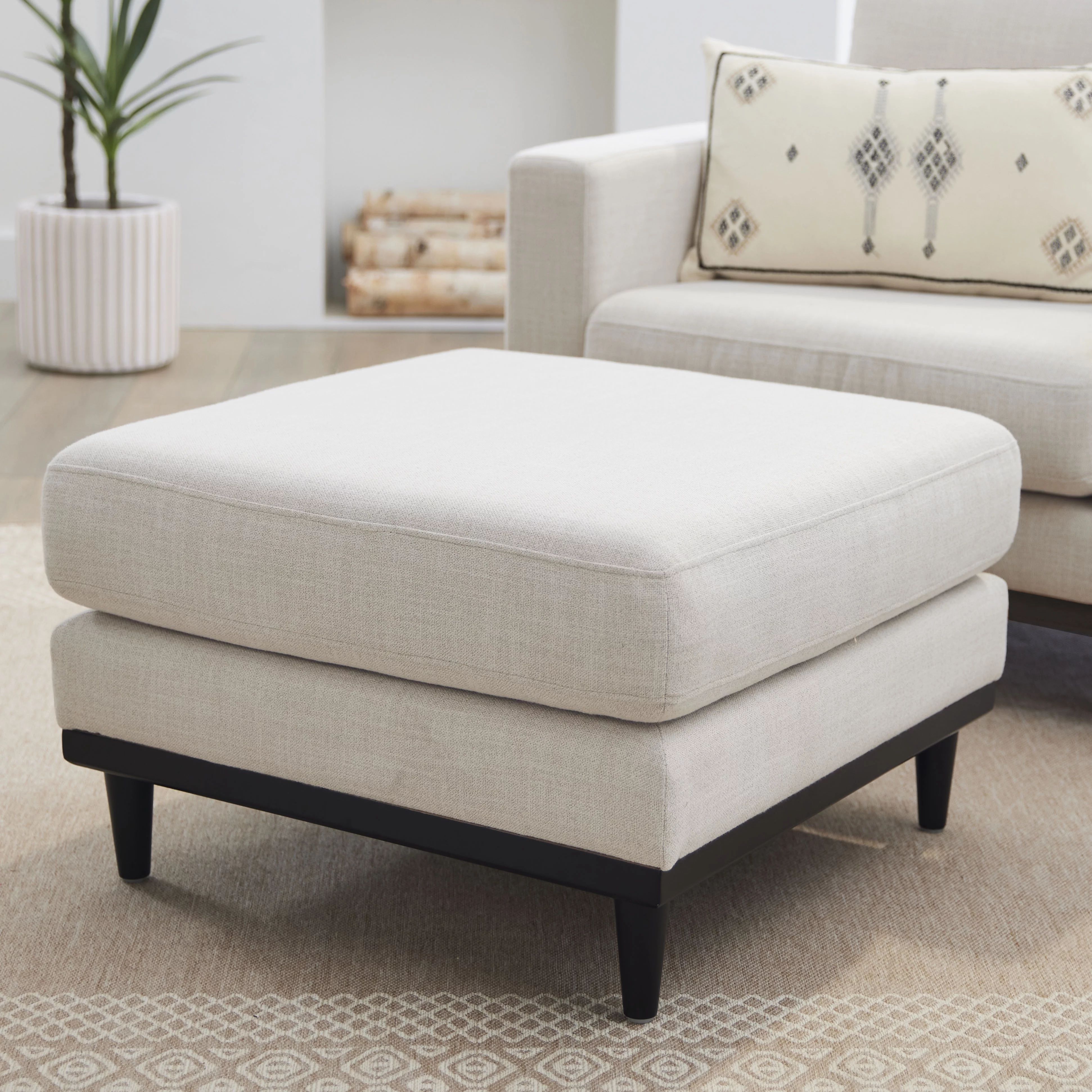 Better Homes & Gardens Springwood Square Wood Frame Ottoman, Charcoal Finish | Walmart (US)