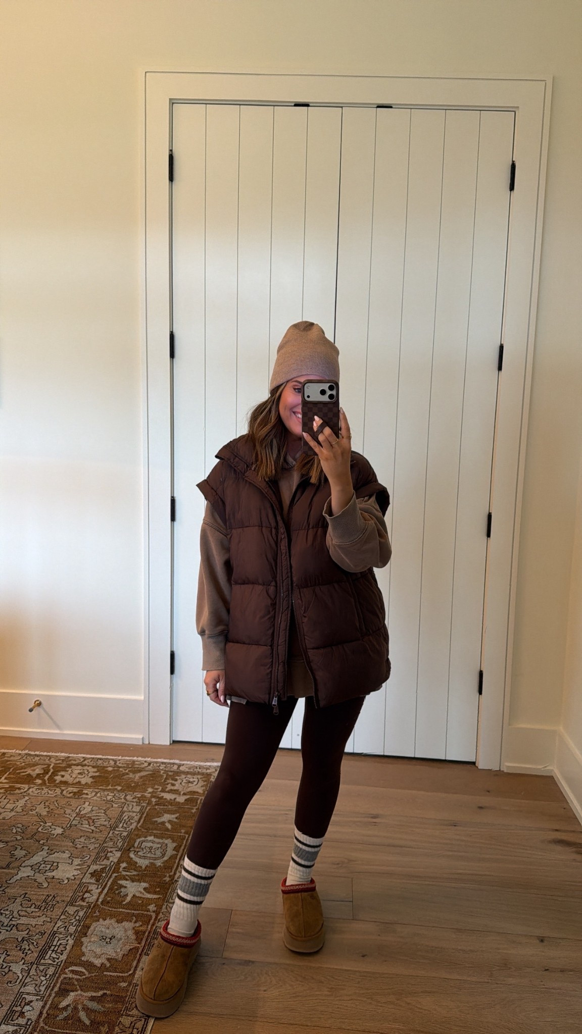 Today’s look- wearing xs in both vest & sweatshirt! Beanie, socks, and uggs linked as well. One of my go to looks during these cold winter days!

#LTKootd #LTKSeasonal #LTKmomlife