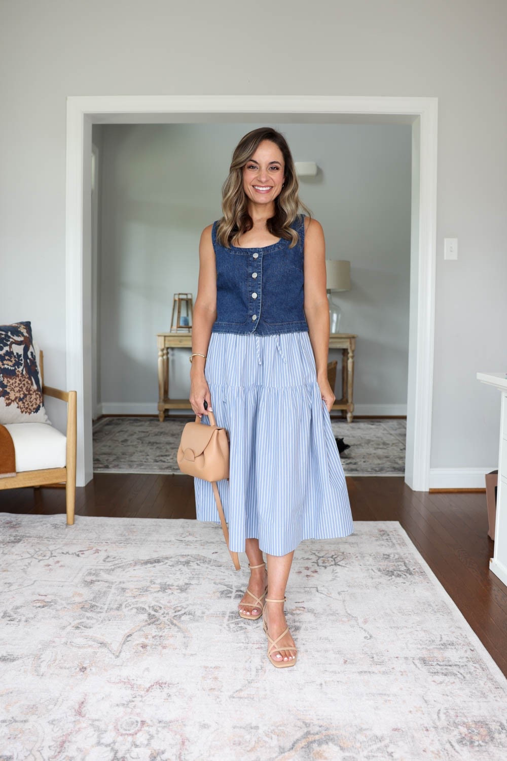 Three summer skirts for petites! 

Striped skirt: xxs 
Denim vest: 0

#LTKPetite