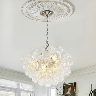 6-light Modern Bubble Glass Chandelier, Hand Blown 24" D | Wayfair North America