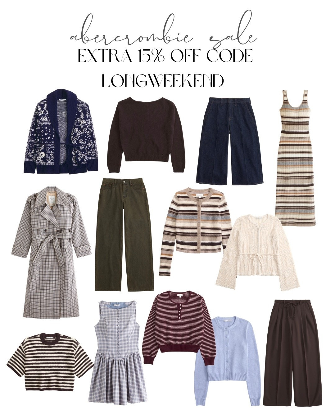 Abercrombie sale plus stackable code LINGWEEKEND for an extra 15% off 🙌🏻🙌🏻

#LTKSeasonal #LTKootd #LTKSaleAlert