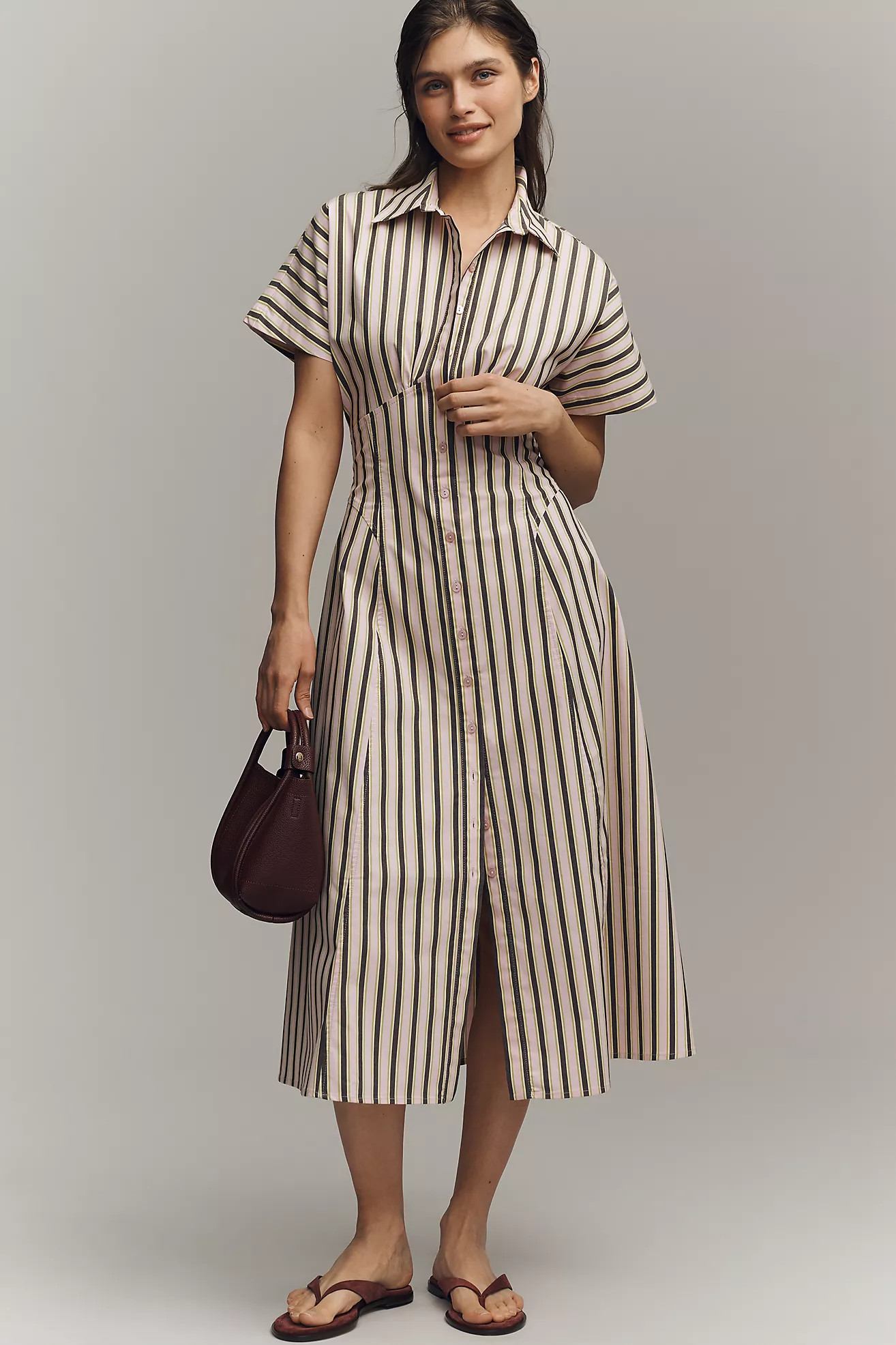 Exquise Raina Short-Sleeve Midi Shirt Dress | Anthropologie (US)