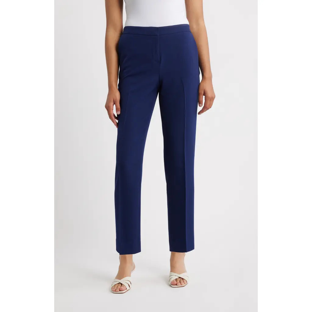 KASPER Straight Leg Pants in Kasper Navy at Nordstrom, Size 10P | Nordstrom