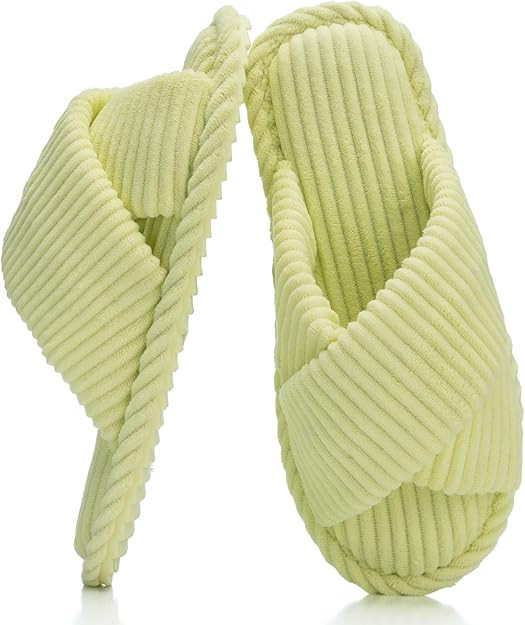 GOEWY Slippers for Women Memory Foam House Bedroom Corduroy Crossbands Open Toe Slides Sandals Sh... | Amazon (US)