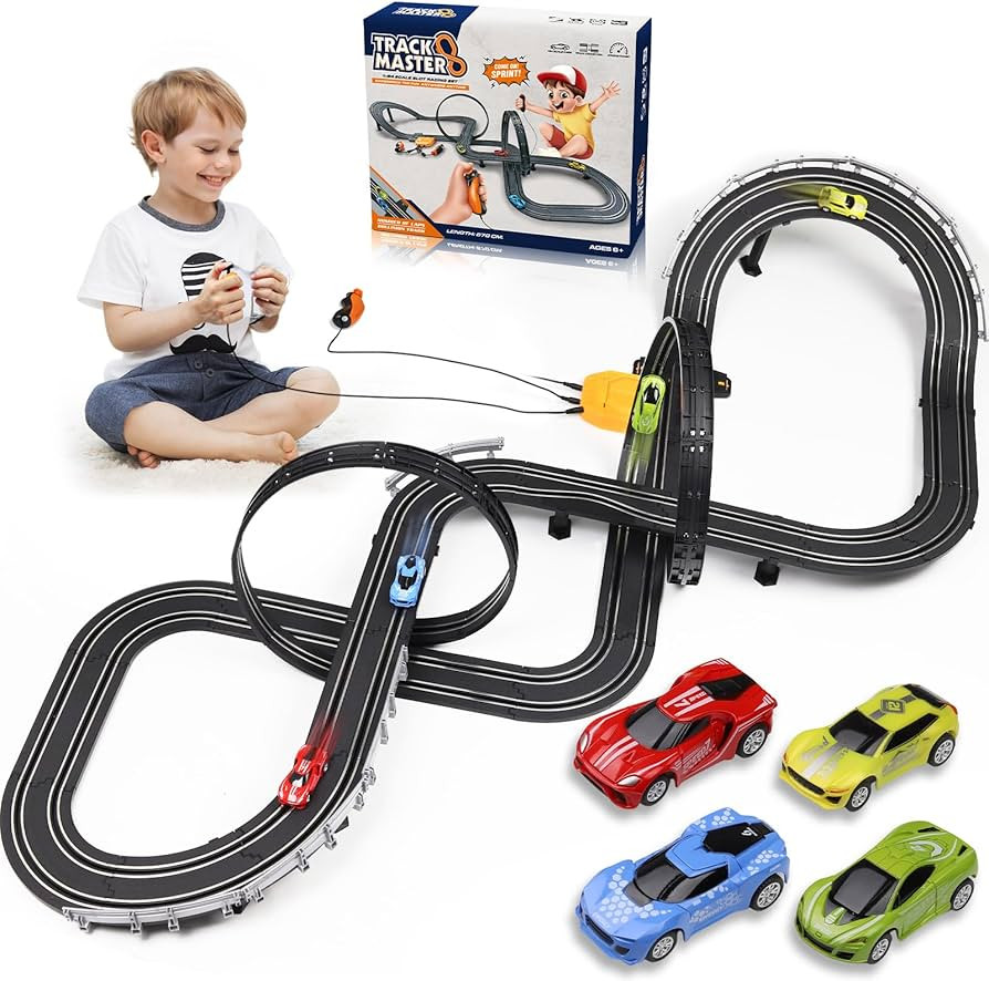Slot Car Race Track Set, Battery or Electric Race Car Toys for 3 4 5 6+ Year Old Boys Gifts, 4pcs... | Amazon (US)