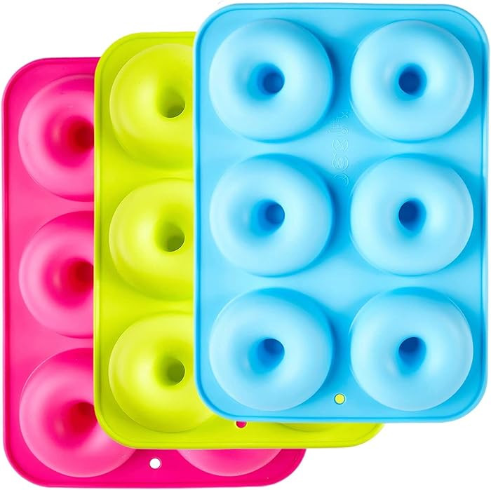 Silicone Donut Moulds,3 Pack Silicon Doughnut Mould,Large Non-Stick 6 Cavity Molds Doughnut Tray ... | Amazon (UK)