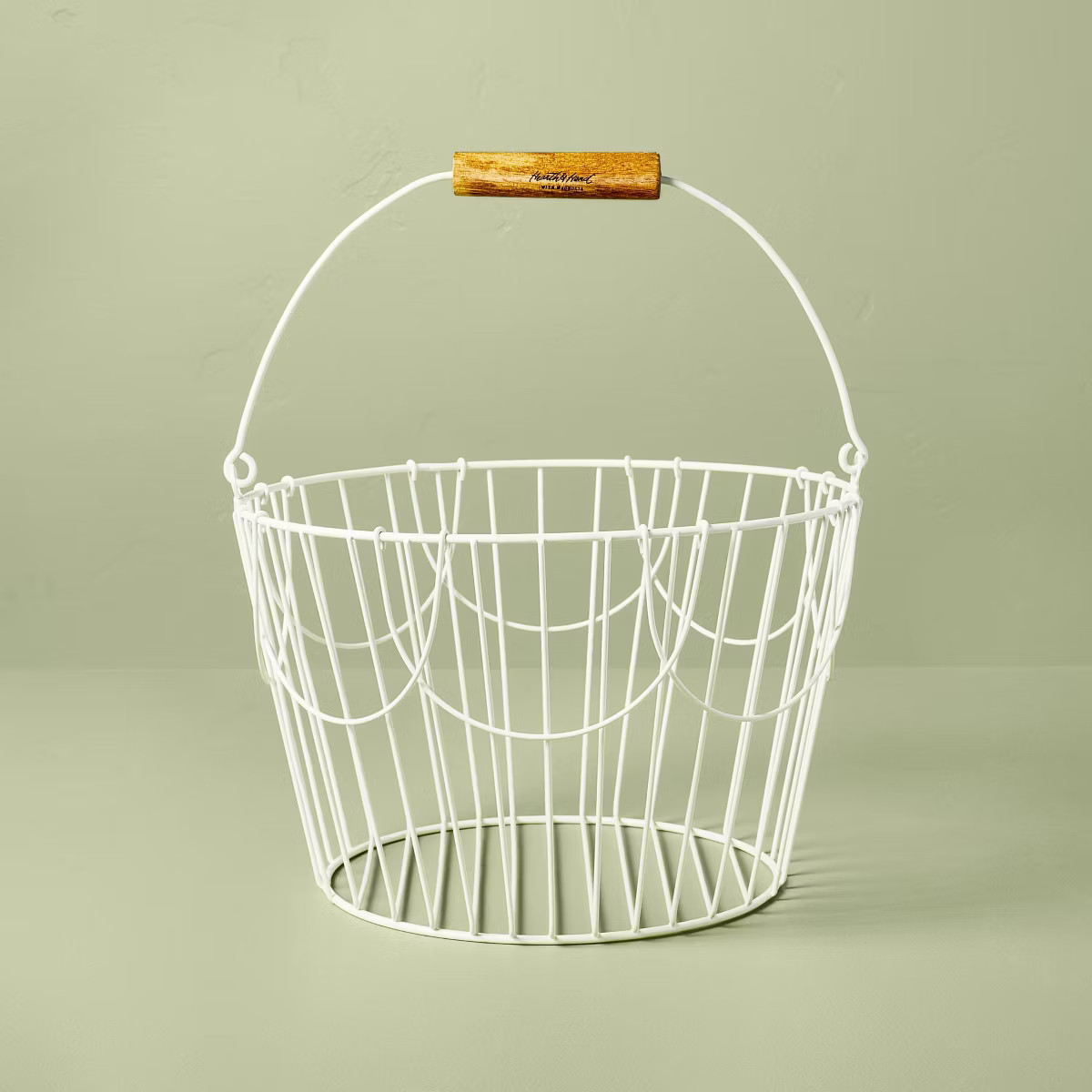 Coated Wire Easter Basket with Wood Handle Cream - Hearth & Hand™ with Magnolia | Target