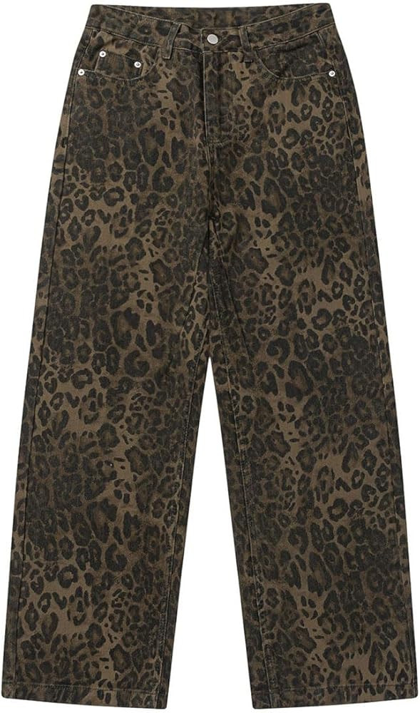 Y2k Jeans Cheetah Print Jeans Oversized Wide Leg High Waisted Cargo Pants Leopard Print Pants for... | Amazon (US)