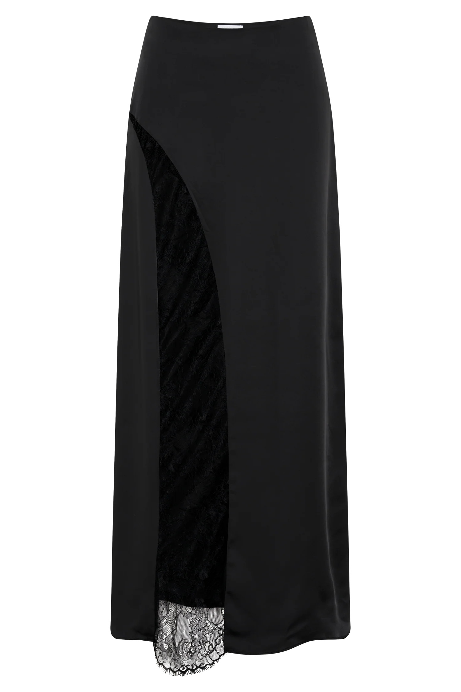 Luella Satin Lace Maxi Skirt - Black | MESHKI US