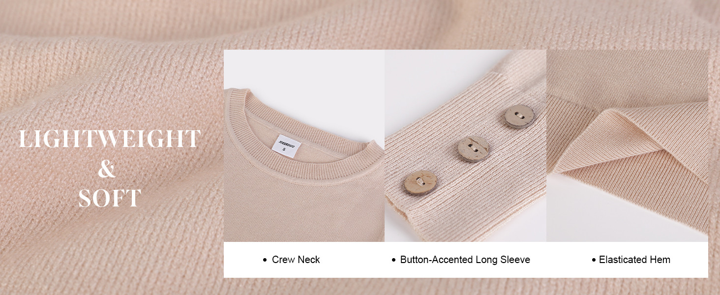 Womens Sweaters Fall Fashion 2025 Long Sleeve Button Cuff Soft Knit Pullover Trendy Tops Dressy C... | Amazon (US)