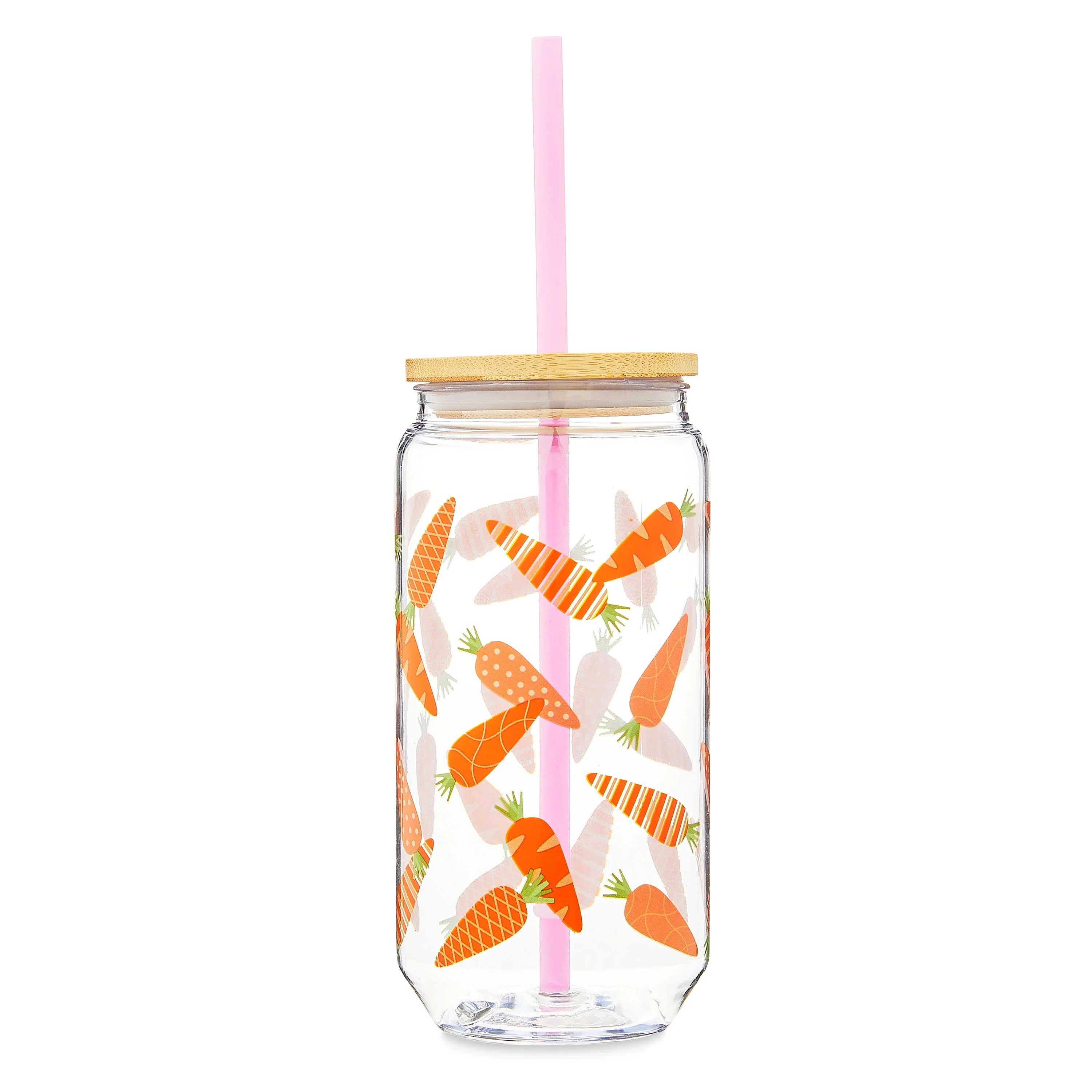 Easter Plastic Cup with Wooden Lid and Plastic Straw, Carrots, 10 oz, by Way To Celebrate | Walmart (US)