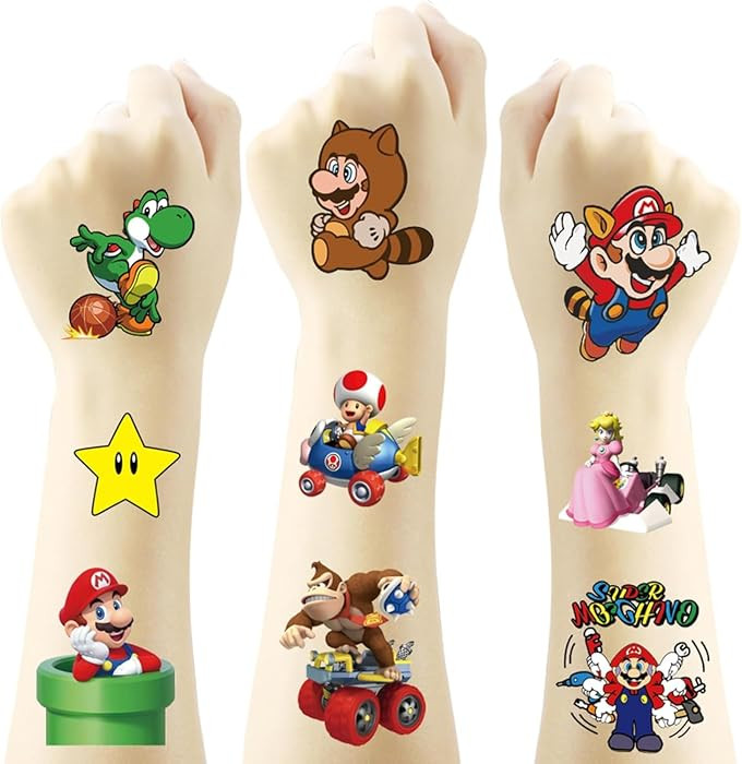 40Sheets Cartoon Mario Temporary Tattoos for Kids Birthday Party Favors Cute Mario Decoration Sti... | Amazon (US)