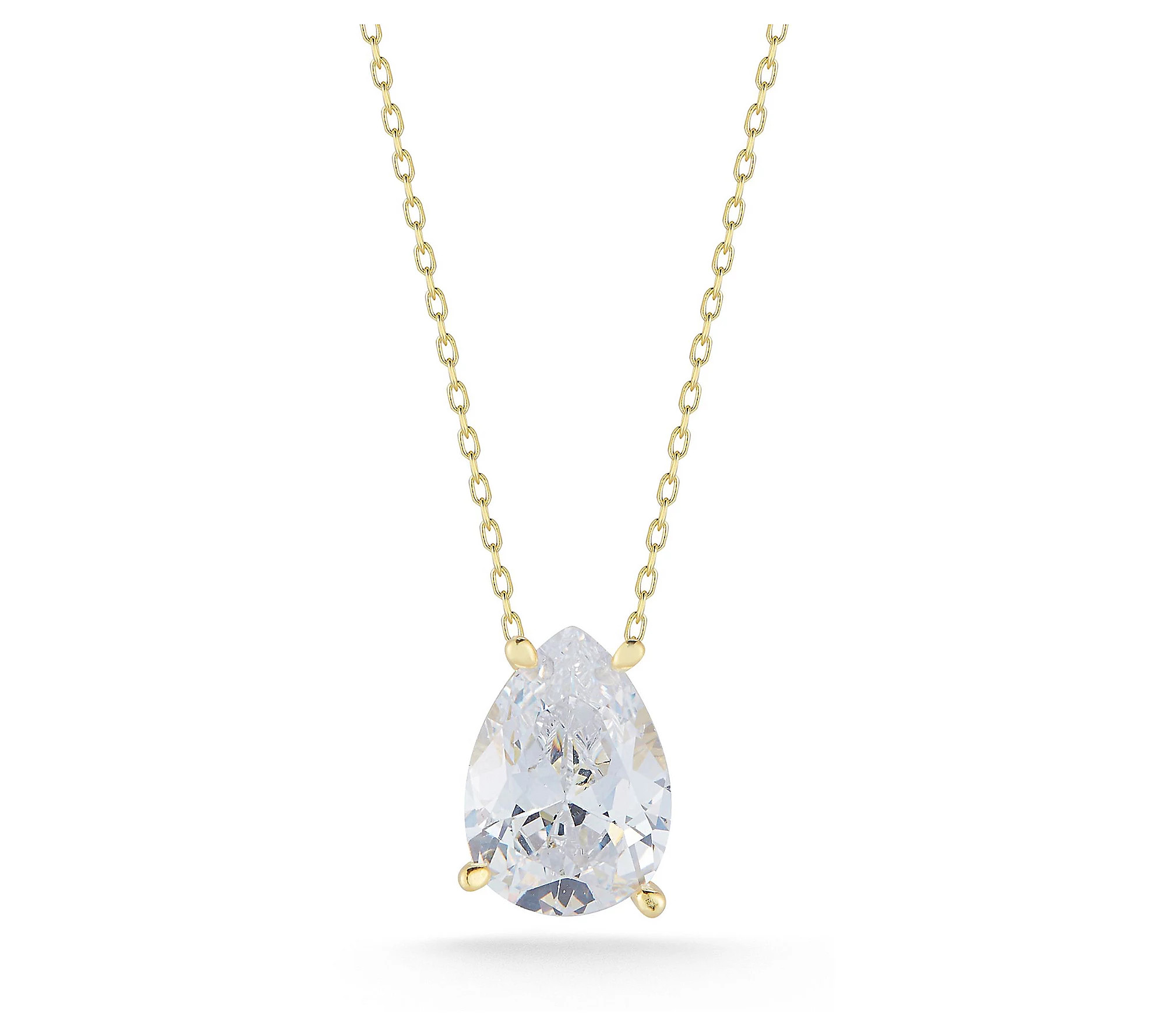 Sterlina Silver Pear Cut Solitaire Necklace, St erling | QVC