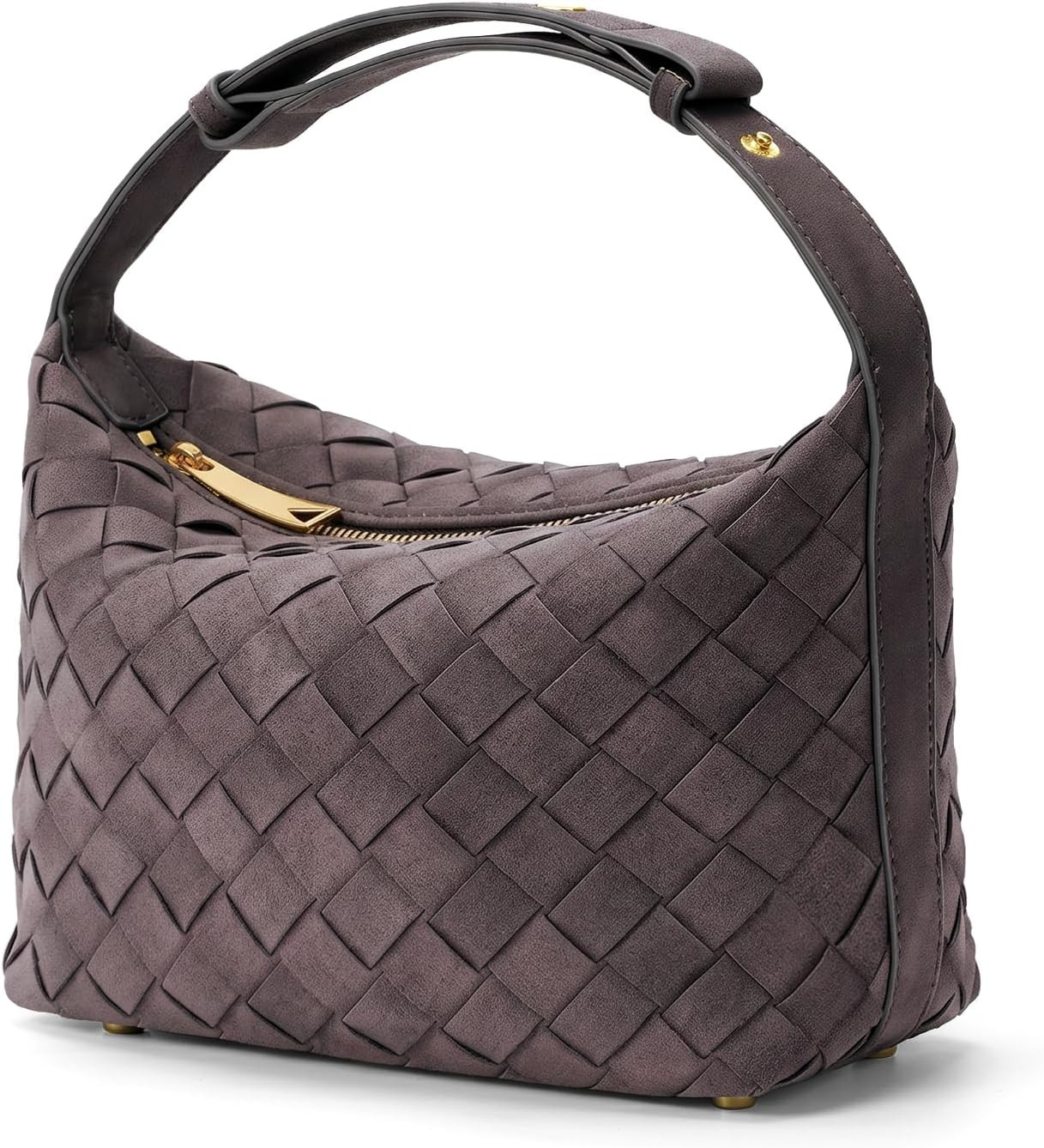 Woven Suede Shoulder Bag,Vegan Leather Hobo Handbag for Women | Amazon (US)
