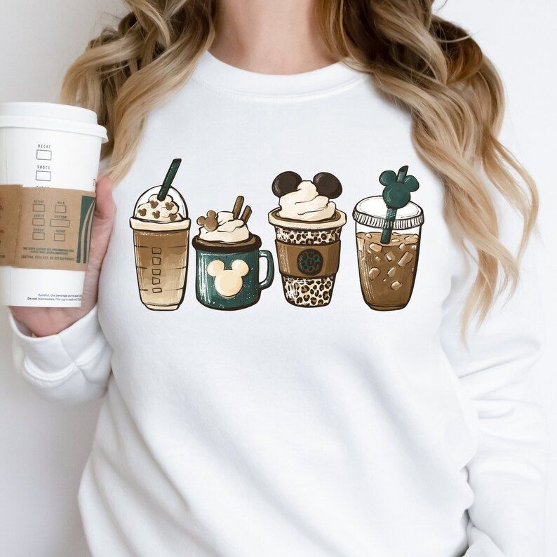 Coffee and Mickey Mouse Lover Crewneck Sweatshirt | Etsy (US)