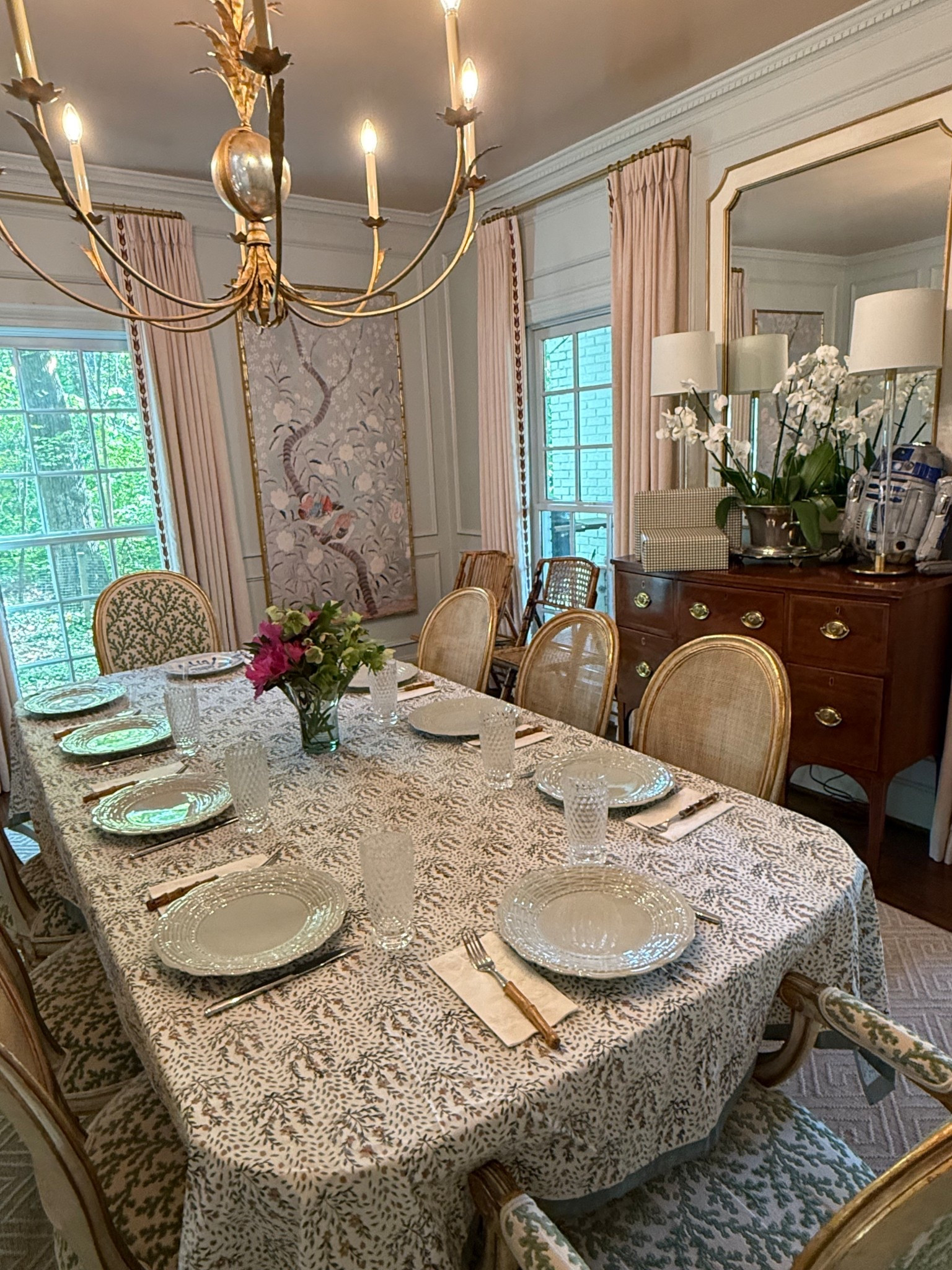 Birthday dinner for my 7 year old! Tablecloth, chandelier and buffet lamps linked 

Chinoiserie panels from House of Harris 

#LTKdayinmylife #LTKmomlife #LTKHome