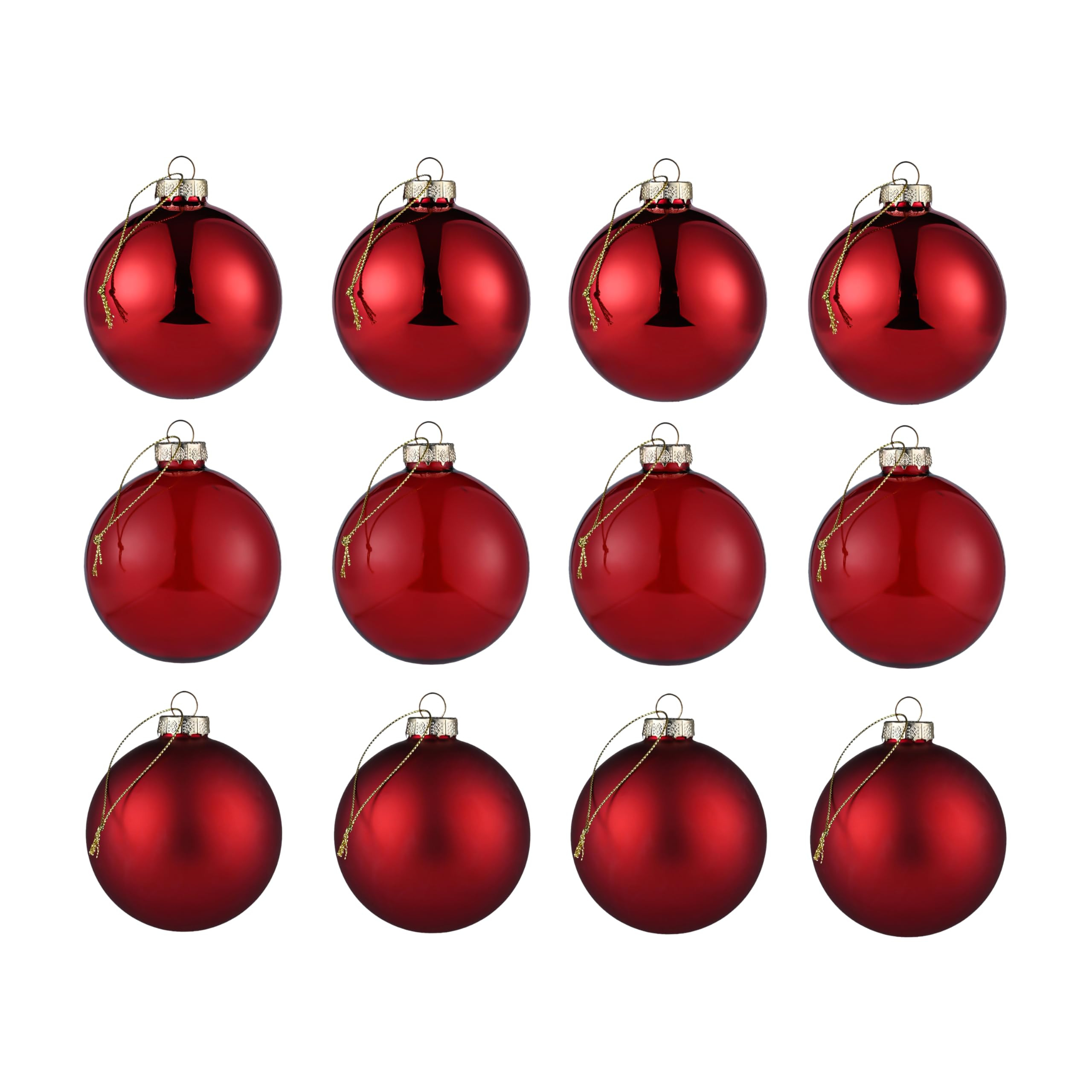 Red Ball Ornaments for Christmas Tree, Matte, Shiny, Clear Glass Ball Ornaments for Christmas Tre... | Amazon (US)