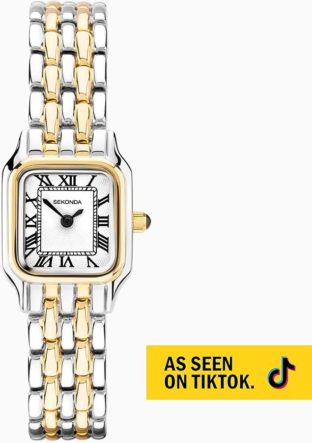 Visit the Sekonda Store 4.4  345
Sekonda Monica Ladies 20mm Quartz Watch in White with Roman Numerals, Analogue Display and Alloy Strap
 
 
 
 
 
 
 
 
 
 
 
         
Colour Name: Gold Two-tone
 

Current Price is . £54.99
 

3 options from £54.55
 

Current Price is . £69.99 Original List Price was .£79.99
 

Current Price is . £49.99
 

2 options from £64.99
 

Current Price is . £57.55 Original List Price was .£59.99
 

Current Price is . £64.99
 

Current Price is . £59.99
 

1 option from £69.99
No featured offers available
Learn more
Delivering to Camden NW1 – Update location
See All Buying Options
Add to List
Other sellers on AmazonOther sellers on Amazon
Lowest price: New
£54.55£54.55
& FREE Delivery
Compare all 3 options
Product details About this item
See more 
About this item
- QUALITY WATCHES AT AFFORDABLE PRICES - Sekonda watches for men and women are created with high quality movements and materials. Sold at unbeatable prices, our watches are enriched with a range of features to suit your everyday needs.
- IDEAL FOR ANY OCCASION – Sekonda watch for women with Japanese quartz movement provides quality timekeeping. Battery life up to 2 years. Appropriate for any event whether it’s casual everyday wear or a more formal occasion.
- HERITAGE WATCHES – Inspired by our watches from the 1970’s, Sekonda’s heritage collection features traditional styled watches, perfect for everyday womenswear.
- QUALITY MATERIALS – This watch is fastened with an ion-plated two-tone alloy bracelet. The watch has a square, ion-plated case enclosing a white dial with black roman numerals.
- As seen on TikTok and Backed by a 2-year Sekonda warranty for added peace of mind
See less 
Watch Information
Additional detailsAdditional details
	
Small Business
This product is from a small and medium business brand based in the U.K. Support small. Learn more This product is from a small and medium business brand based in the U.K. Support small. Learn more

Sponsored 
Sale on related stylesSale on related styles
 
 
 
 
 
 
 
Buy this item and get 90 days Free Amazon Music Unlimited. After purchase, you will receive an email with further information. Subscription fees apply after. Terms and Conditions apply. Learn more.
You might also like
Sponsored
Amazon's  Choice 
 
Sekonda
Sekonda Dress Watch 1642
 82
£41.99£41.99

 
 
 
SHENGKE
SHENGKE SK Classic Women Watches...
 674
£25.99£25.99

 
 
 
OLEVS
OLEVS Ladies Watches Rose Gold E...
 1203
£99.88£99.88

Save 5% with voucher
 
 
 
TIME100
TIME100 Women's Rectangle Bracel...
 31
£48.60£48.60

 
 
 
PINDOWS
PINDOWS Womens Silicone Band Des...
 310
20% off
Limited time deal
£15.98£15.98
List: £19.98

Save 10% with voucher
 
 
 
TIME100
TIME100 Ladies Watch Bracelet Di...
 586
£39.90£39.90

Save 5% with voucher
 
 
 
B JACQUES DU MANOIR
Jacques Du Manoir NRO.08 Ladies ...
 17
£148.00£148.00

Compare with similar items

 
 
 
This item Sekonda Monica Ladies 20mm Qua...	Sekonda Monica Ladies 20mm Qua...	CASIO Womens Watch LTP-V007G-9...	BERNY Gold Watches for Women U...
RATING	4.4 out of 5 stars
345 reviews 	4.3 out of 5 stars
39 reviews 	4.5 out of 5 stars
233 reviews 	4.3 out of 5 stars
790 reviews 
PRICE	From £54.55	£43.98	£73.03	£65.99
SOLD BY	Available from these sellers	Sekonda Watches	Amazon US	BERNY Official Store UK
 See more details

From the brand


About Us

Established in 1966, a British brand that has been making simply great watches for nearly 60 years.

We won’t waste your time waxing lyrical about our watches and nonsense features you don’t need. We know what makes our watches great, so we cut out the nonsense and just tell you what you need to know.

High quality, stylish watches at great prices.
 




Shop Womens Gift Sets
Visit the store
 

 




Discover Men's Watches
Visit the store
 

The Sekonda Womens Monica
 




Discover Women's Watches
Visit the store
 




Smart Watch Collection
Visit the store
      
Product Description


Play Video



 

 

 

 

 

     
Learn More
 
 

 

 

 

    
Learn More
Customers who bought this item also boughtCustomers who bought this item also bought

SEFILKO
Luxury Gold-Plated Stainless Steel Simple Style Love Bangle Bracelet for Women Men
4.2 out of 5 stars68
from £14.00£1400

PAVOI
14K Gold Plated Cubic Zirconia Classic Tennis Bracelet | Elegant Bracelets for Women
4.3 out of 5 stars24,754
from £15.95£1595

Sekonda
Monica Ladies 20mm Quartz Watch in White with Analogue Display, and Leather Strap
4.3 out of 5 stars39
£43.98£4398

+2
MIRAAZZURRA
Womens Slingback Heeled Pumps Closed Round Toe Block Heels Two Toned Casual Chunky Heels Office Shoes
5.0 out of 5 stars1
£59.99£5999

GAUEIOUR
Lucky Leaf Bracelet,Simple Titanium Steel Lucky Leaf Studded Diamond Hollow Buckle Bracelet for Women,Stainless Steel Light Luxury Zircon Bracelet (Gold)
3.5 out of 5 stars65
£9.99£999

+20
LumiSyne
Women Skinny Leather Belt Classic Solid Color Alloy Turn Lock Ladies Adjustable Leather Belt Slim Thin Waist Belt Waistband Decorative Belt For Dresses Jeans Pants Coat
4.5 out of 5 stars844
£20.99£2099
You might also like
Sponsored
 
 
Sekonda
Sekonda Active Plus Smart Watch ...
 24
£97.60£97.60

 
 
 
PINDOWS
PINDOWS Womens Silicone Band Des...
 310
20% off
Limited time deal
£15.98£15.98
List: £19.98

Save 10% with voucher
 
 
 
VICTORIA HYDE
VICTORIA HYDE Women Wristwatch A...
 73
£89.00£89.00

 
Amazon's  Choice 
 
Sekonda
Sekonda Balearic Mens 44mm Quart...
 560
£39.99£39.99

 
 
 
SHENGKE
SHENGKE SK Classic Women Watches...
 674
£25.99£25.99

 
 
 
RORIOS
RORIOS Women’s Rectangle Wrist W...
 1
£33.99£33.99
 
Amazon's  Choice 
 
BERNY
BERNY Gold Watches for Women Upd...
 790
£65.99£65.99

Save 6% with voucher
Explore more recommendations

Sponsored 
Brands in this category on Amazon
Sponsored


Shop Sekonda Watches for WomenShop Sekonda Watches for Women
Shop Sekonda


Love Me Tender Love Me HomeLove Me Tender Love Me Home
Shop SHENGKE
Looking for specific info?

Customer Questions Search in reviews, Q&A...

Customer reviews
4.4 out of 5 stars4.4 out of 5
345 global ratings
Customers say
Customers like the appearance and value of the watch. For example, they mention it's stunning, has an air of elegance and sophistication, and looks exactly like the picture. That said, opinions are mixed on size and quality.

AI-generated from the text of customer reviews

Appearance

Value

Size

Quality
Reviews with images












SEE MORE
Top reviews from United Kingdom
 	Sam
5.0 out of 5 starsVerified Purchase
Outstanding
Reviewed in the United Kingdom on 17 February 2024
Colour Name: Sparkle Gold, Two Tone
Outstanding value for money. I do not like big watches, this is small but you can still easily read the face and very elegant. It’s slim and not heavy, but not flimsy. I like that it comes with a removable extender. Without the extender it fits my wrist perfectly - I... See more
One person found this helpful
Helpful
 Share
Report
	Louise
5.0 out of 5 starsVerified Purchase
Looks expensive
Reviewed in the United Kingdom on 20 March 2024
Colour Name: Gold
I really wanted the watch similar to the Cartier watches, but obviously couldn’t afford the Cartier price tag. The watch looks lovely and classy and expensive and I’ve had so many compliments on it.
Helpful
 Share
Report
	Vicky L.
5.0 out of 5 starsVerified Purchase
Simplicity wins.
Reviewed in the United Kingdom on 13 January 2024
Colour Name: Silver
I’d been trying to find a new watch for a long time. You know that situation where you end up boring yourself because you’re looking at the same stuff over and over again, but nothing’s quite right? In the end, I spotted this and thought why not? It’s very elegant, goes... See more
2 people found this helpful
Helpful
 Share
Report
	Bay
5.0 out of 5 starsVerified Purchase
Classy watch for any occasion, would make a lovely gift
Reviewed in the United Kingdom on 11 March 2024
Colour Name: Gold Two-tone
My wife absolutely loves this watch. It is small and dainty, the 2-tone gold and steel give it that little extra "pop" and looks really classy in any occasion. The build quality is great, the bracelet feels nice and solid and is a split pin style construction to re-size.... See more
Helpful
 Share
Report
	michael prescott
1.0 out of 5 starsVerified Purchase
Broken clasp
Reviewed in the United Kingdom on 23 February 2024
Colour Name: Gold Two-tone
The watch was not packaged correctly giving the impression it had been opened before. The clasp on the watch was defective and would not fasten. Aware of the cost of returning it to the UK from Spain I had a new clasp fitted at local jewellery shop at a cost of 15... See more
Helpful
 Share
Report
	rilenka
4.0 out of 5 starsVerified Purchase
Sekonda Monica watch
Reviewed in the United Kingdom on 5 December 2023
Colour Name: Rose Gold
This is a nice looking watch at a reasonable price which I bought because like other reviewers I couldn't properly see the time on my existing watch. I have had it running for almost 24 hours and it is accurate and I can see the time. I have taken off a star because of... See more
2 people found this helpful
Helpful
 Share
Report
	Posum
5.0 out of 5 starsVerified Purchase
For 7inch wrist .
Reviewed in the United Kingdom on 27 October 2023
Colour Name: Gold Two-tone
I read the reviews from other customers and sent for this watch. The watch was really nice. Received it the following day, but was to small. Asked the seller if they could send me 2 extenders for the strap. which I offered to pay for. Contacted seller.Waste of time, so had... See more
4 people found this helpful
Helpful
 Share
Report
	Anita cook
5.0 out of 5 starsVerified Purchase
Sekonda Monica watch gold
Reviewed in the United Kingdom on 29 April 2024
Colour Name: All Sparkle Gold
Beautiful and elegant
Helpful
 Share
Report
Top reviews from other countries

	Amazon Customerikclink
5.0 out of 5 starsVerified Purchase
So far ...so good.
Reviewed in Canada on 6 May 2024
I had been pinning fir a much pricier watch in this style,it arrived yesterday....so far it does what it is supposed to do...plus it is not too large most watches are too heavy and big, I have a small wrist and like more classic styles. This fits my wrist beautifully. I...See more
Report
	XRM
5.0 out of 5 starsVerified Purchase
The perfect watch for small wrists
Reviewed in Canada on 2 May 2024
If you have tiny wrists this is the watch for you! I’m obsessed with it 😍 it looks so elegant and adds the perfect touch to any outfit. It’s super lightweight too, I’d definitely recommend it. It was a little too big for me so I did have to take it to watch repair to get...See more
Report
	Jen
5.0 out of 5 starsVerified Purchase
Obsessed
Reviewed in the United States on 30 April 2024
I am OBSESSED with this tiny little watch. Took it to get sized at a jeweler and i absolutely love it. I get so many compliments!
Report
	Marisa F.
5.0 out of 5 starsVerified Purchase
Perfect for small wrists!
Reviewed in the United States on 29 April 2024
My mom got me this set for my birthday and the watch compliments my small wrist perfectly. I did need to get the band resized at the jeweler which ran me $10 but it's so worth it!
Report
	Samuel
1.0 out of 5 starsVerified Purchase
It is not gold/silver!! It is rose gold/silver
Reviewed in Canada on 24 April 2024
This is a two tone watch but it doesn’t look like the picture! It’s actually rose gold and silver. The website should’ve clarified that. Other than that, good quality and speedy delivery but I wanted GOLD and silver so I will be returning this.
Report
See more reviews
How customer reviews and ratings work
Customer Reviews, including Product Star Ratings, help customers to learn more about the product and decide whether it is the right product for them.Learn more how customers reviews work on Amazon
You are hereYou are here
Fashion Women Watches Wrist Watches

Sponsored 
 | Amazon (UK)