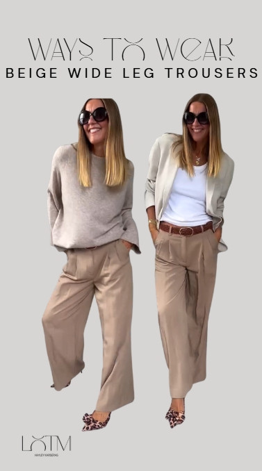 2 ways to style tan wide leg trousers!  

 #LTKFashionMonth #LTKautumn #LTKstyletip