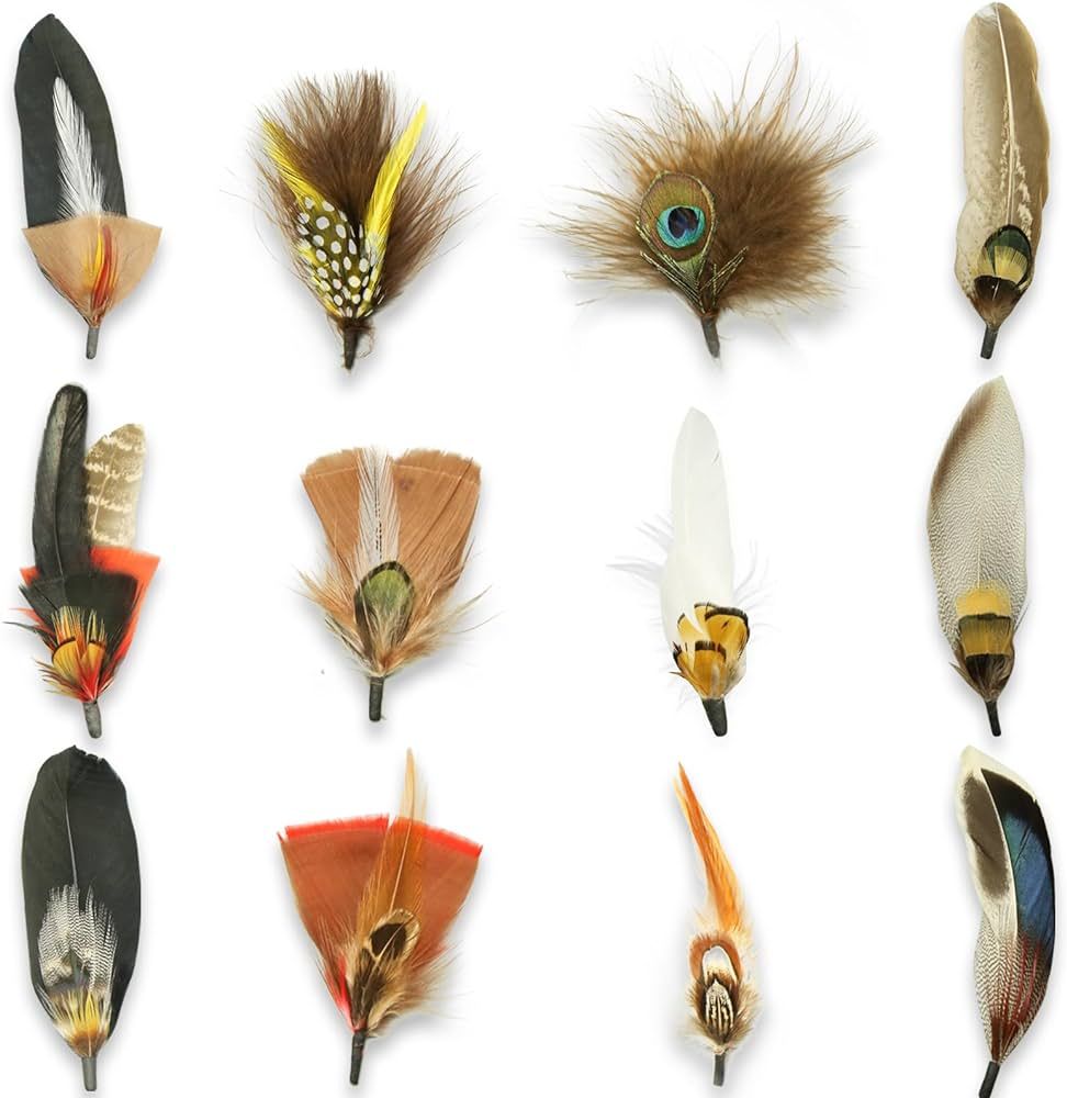 12Pcs Hat Feathers for Cowboy Hats, Small Feathers for Hats, Natural Assorted Feathers Cowboy Hat... | Amazon (US)
