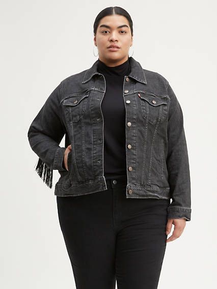 Levi's Ex-Boyfriend Fringe Trucker Jacket (Plus Size) - Women's 3X | LEVI'S (US)
