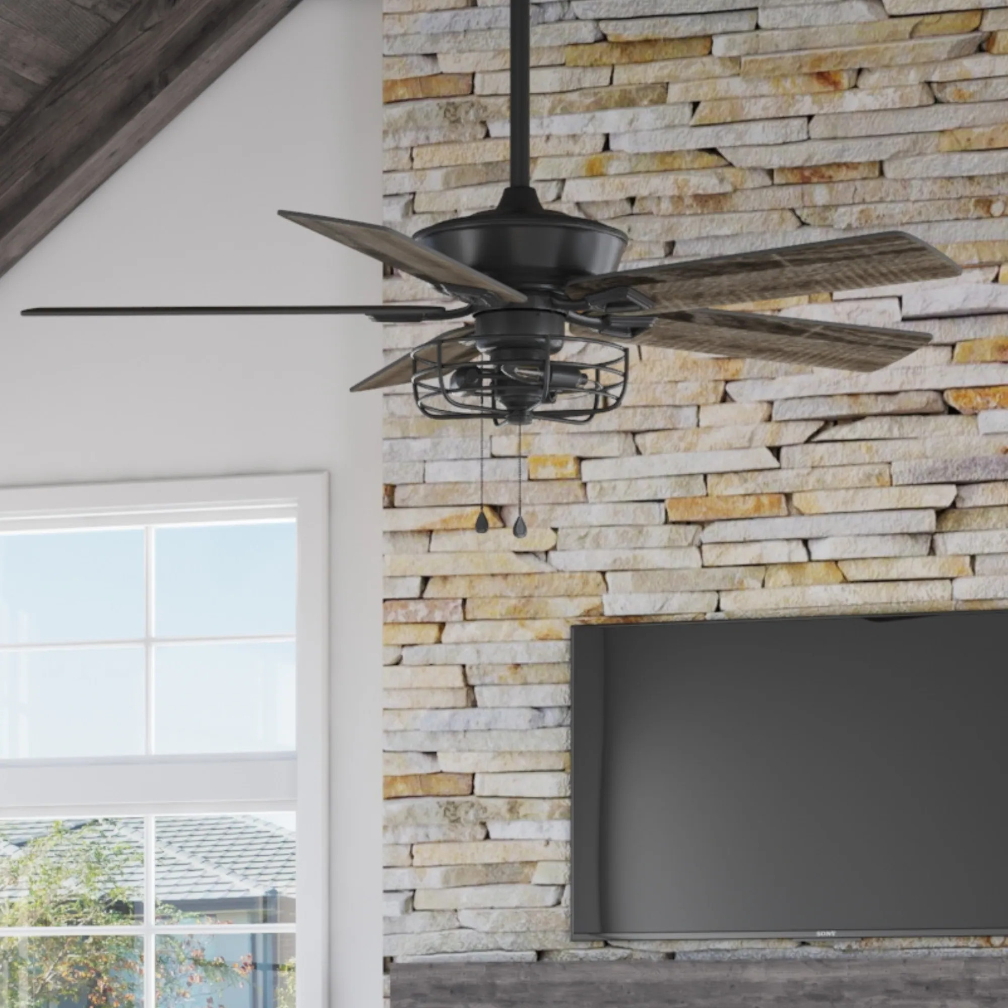 Harbor Breeze Hamilton 52-in Matte black with Driftwood/Sienna Blades Ceiling Fan With Light ( 5 -Blade ) | 42129 | Lowe's