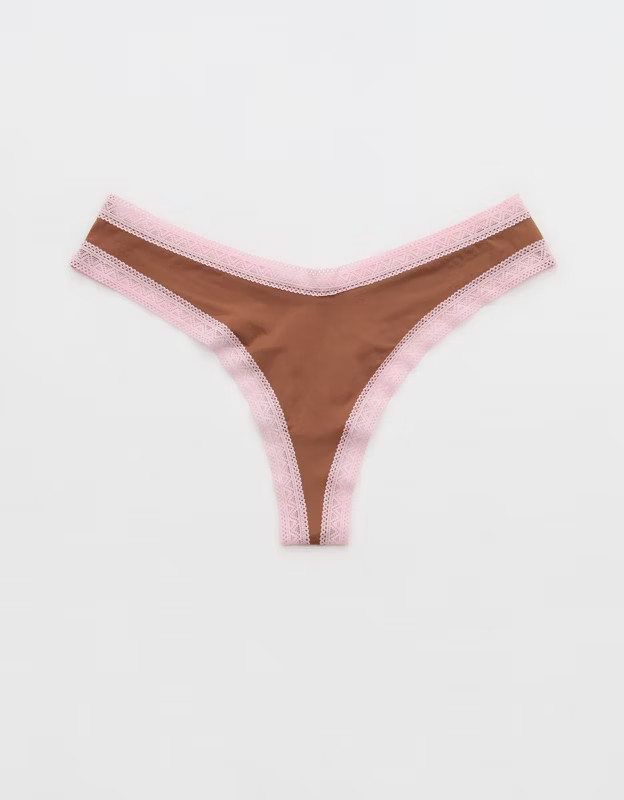 SMOOTHEZ Microfiber Lace Thong Underwear | Aerie