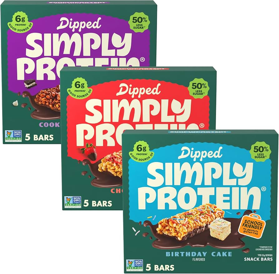 Simply Protein - Dipped Bars Variety Pack, 15 Count - Cookies and Crème (5), Chocoberry (5), and... | Amazon (US)