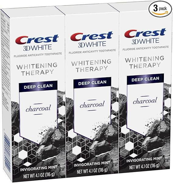 Crest Charcoal 3D White Toothpaste, Whitening Therapy Deep Clean with Fluoride, Invigorating Mint... | Amazon (US)