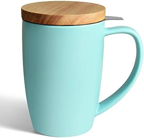 COYMOS Ceramic Tea Mug with Infuser and Lid, 16oz Loose Leaf Tea Cup Large Handle Teaware Mug, Tea L | Amazon (US)