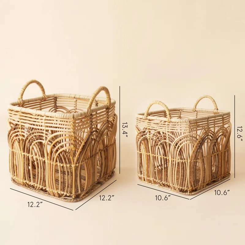 Bottega Decorative Wicker Basket Set (Set of 2) | Wayfair North America