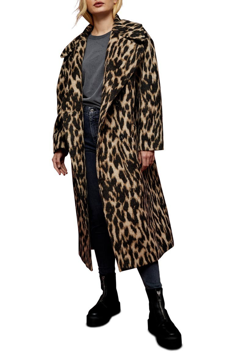 Topshop Leopard Print Maxi Coat | Nordstrom | Nordstrom