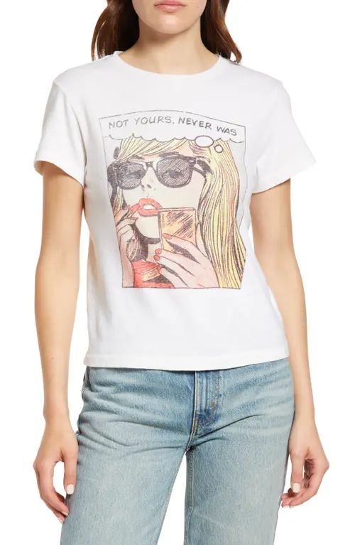 Re/Done Not Yours Cotton Graphic Tee in Vintage White at Nordstrom, Size Medium | Nordstrom