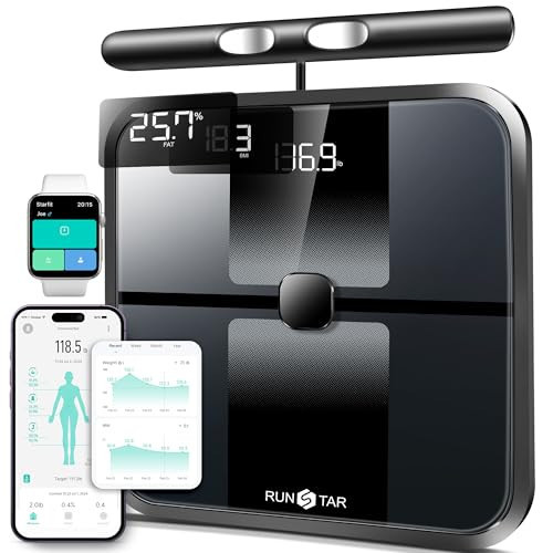 RunStar Scale for Body Weight and Fat, Full-Body Bathroom Scale with 8 Electrodes for BMI, Muscle Mass, High-Accuracy Body Composition Monitor with 28 Metrics & App Connectivity, 3-Metric Display | Amazon (US)