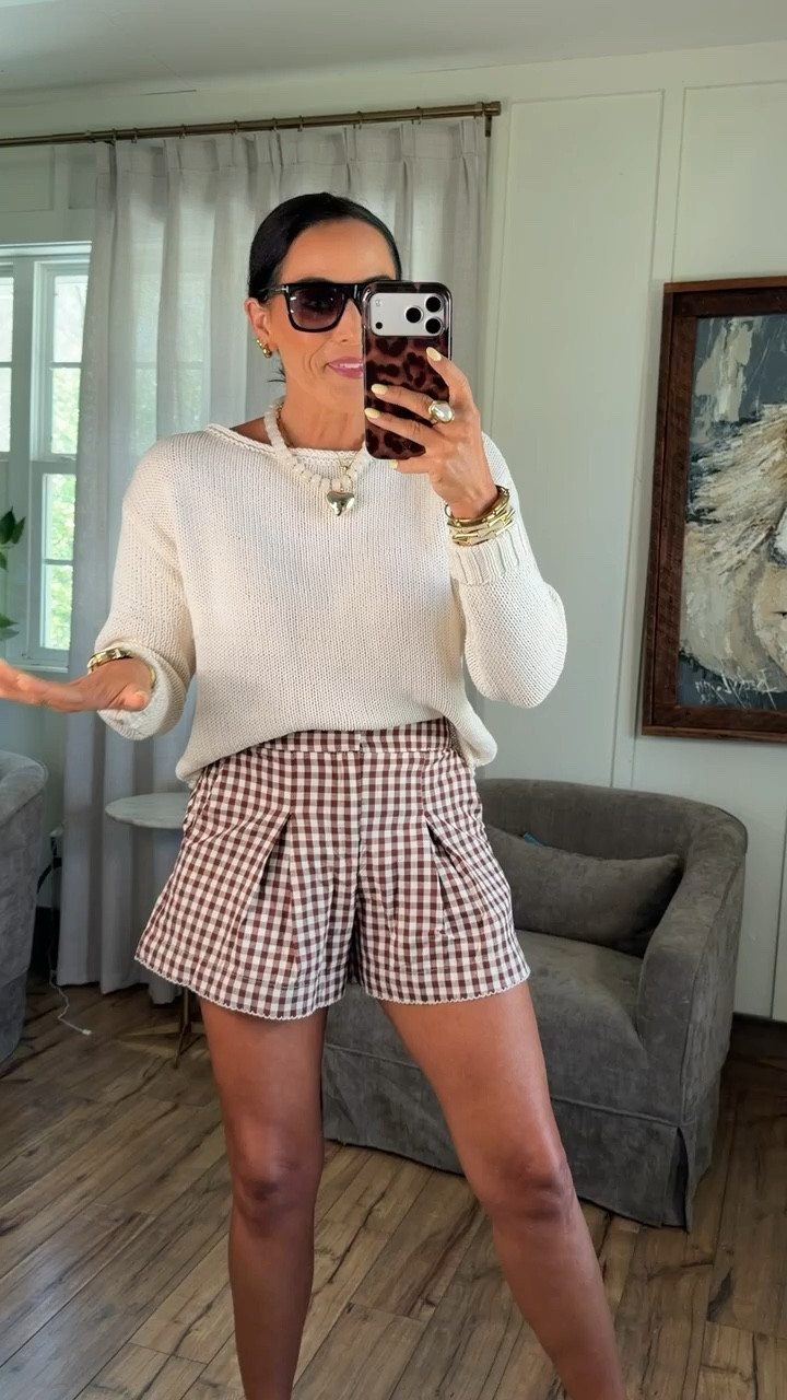 can’t get over gingham for the spring🤩✨

light sweater outfit, brown gingham shorts, transitional outfit idea, casual chic outfit, neutral tones outfit, comfy but put together, affordable style

#ltkfashion #ltkdeals #falltransition #chicoutfit #neutralfashion #casualchic #budgetstyle #ootdfashion #ltkstyleinspo