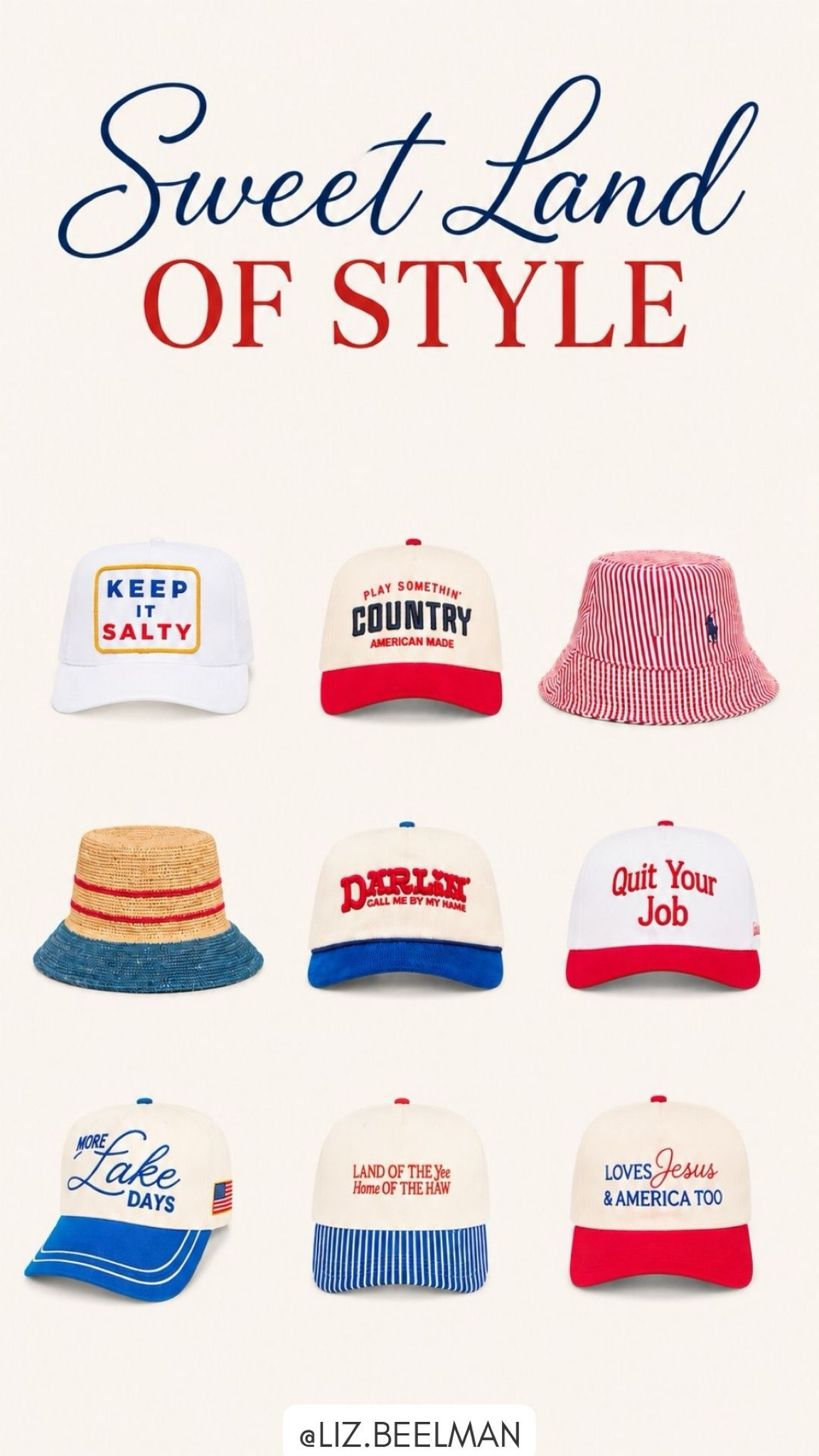 AMERICAN SUMMER: 
Sweet Land of Style

#4thofjuly #america #patriotic 
#redwhiteandblue #hat