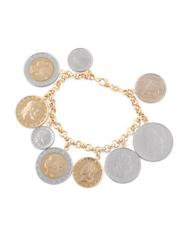 Made In Italy Gold Plated Sterling Silver Lira Coin Bracelet | TJ Maxx