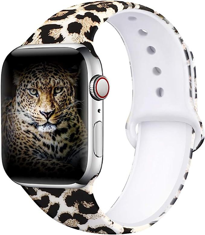 EXCHAR Compatible with Apple Watch Band 40mm Series 4 Series 5 Fadeless Pattern Printed Floral Ba... | Amazon (US)