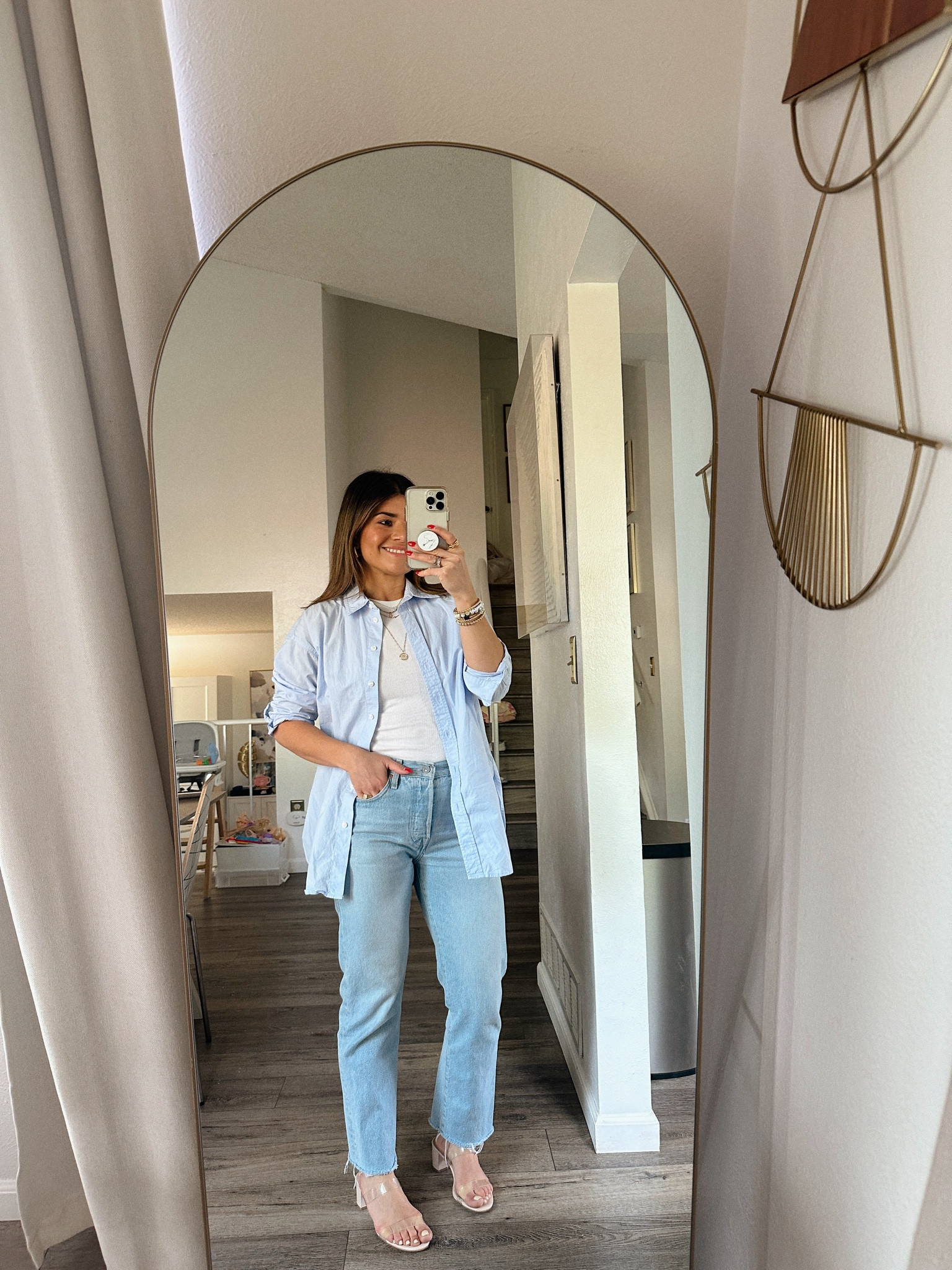 This baby blue button down has become an essentials in my closet!! I love it so much! 
Tank top size xs
Shirt size xs
Jeans size 25

#LTKFindsUnder50 #LTKSeasonal #LTKFindsUnder100