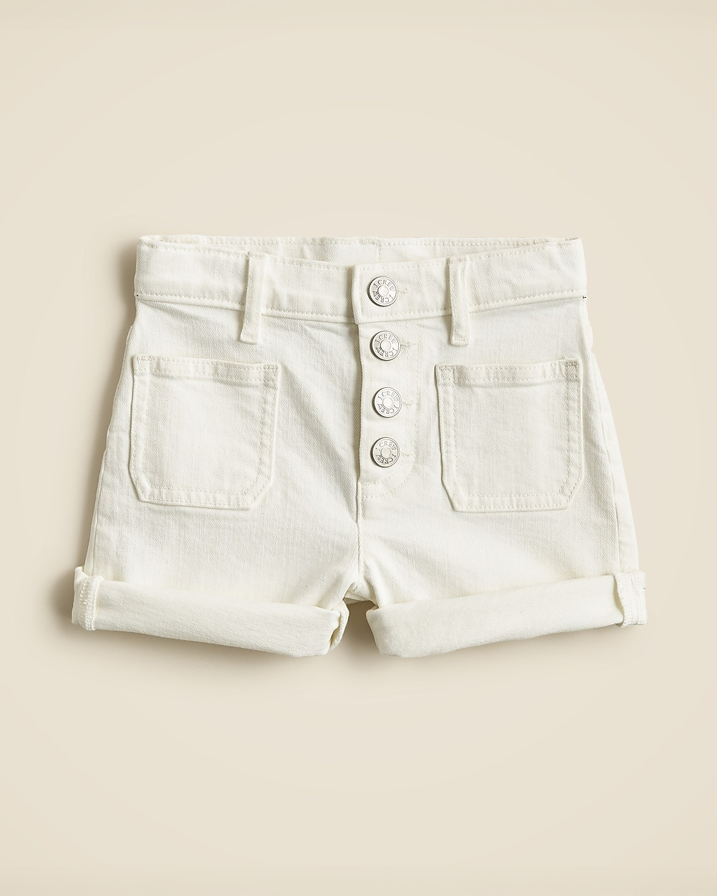 Girls' patch-pocket denim short in white | J. Crew US