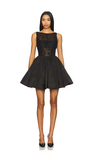 Lainey Boat Neck Mini Dress in Black | Revolve Clothing (Global)