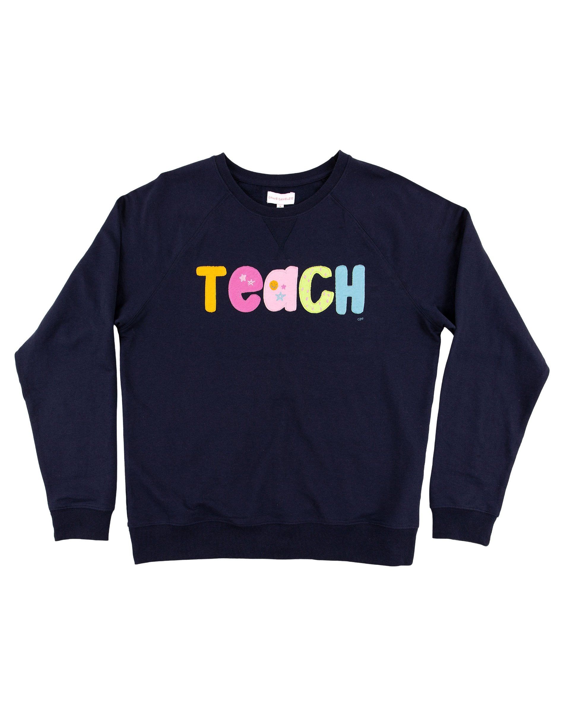 Teach Applique Fleece Sweatshirt - Navy | Callie Danielle