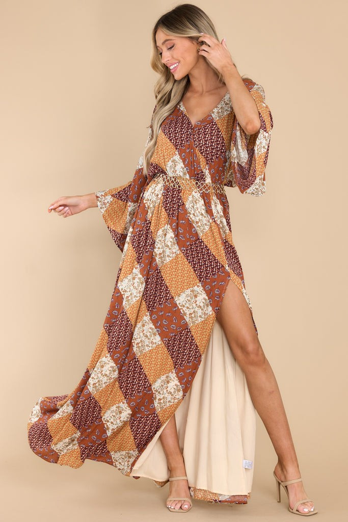 Glowing Comfort Brown Floral Print Maxi Dress | Red Dress 