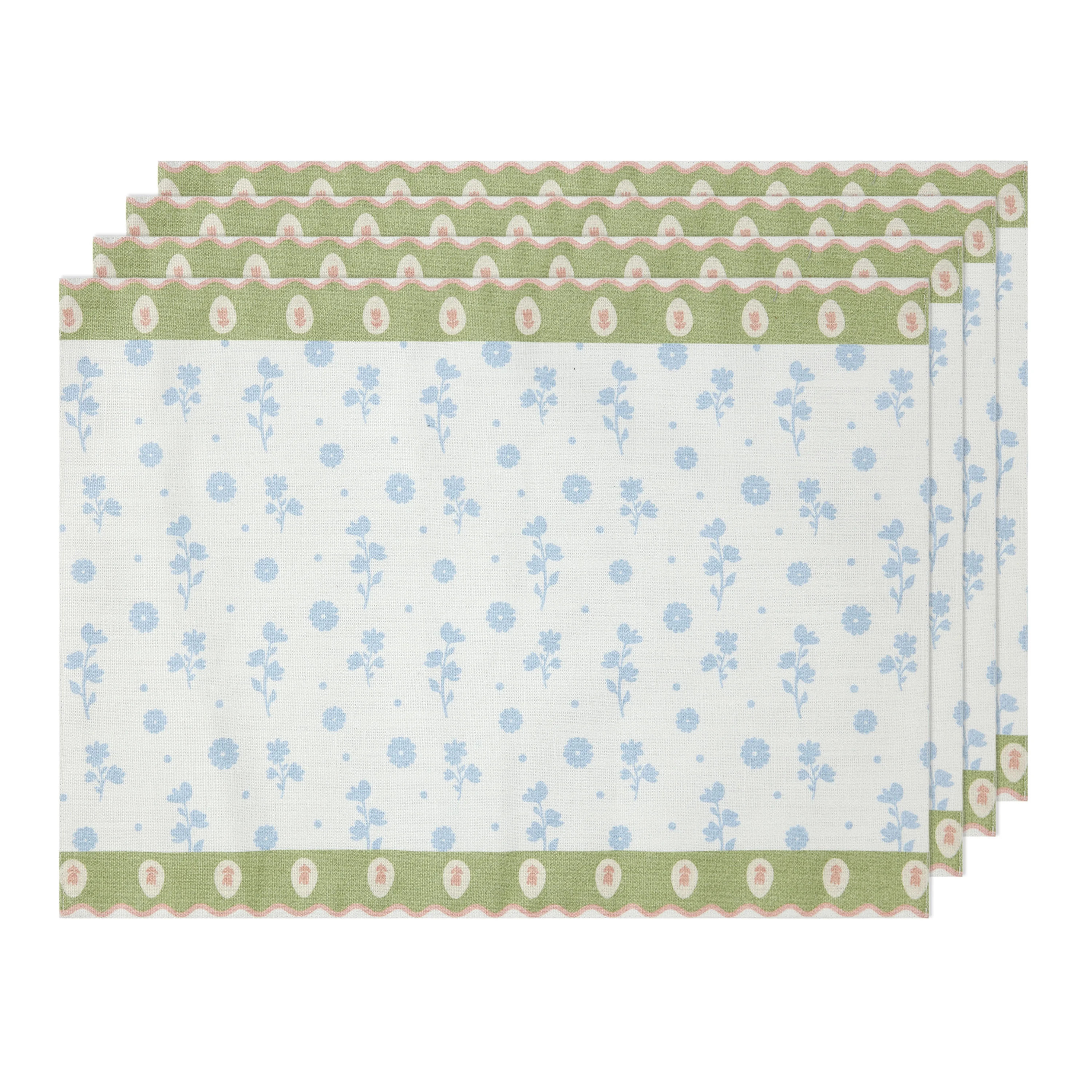 Floral 4 Pack Table Placemat Set - 14" x 19" Each - 100% Cotton, Multi-color | Walmart (US)