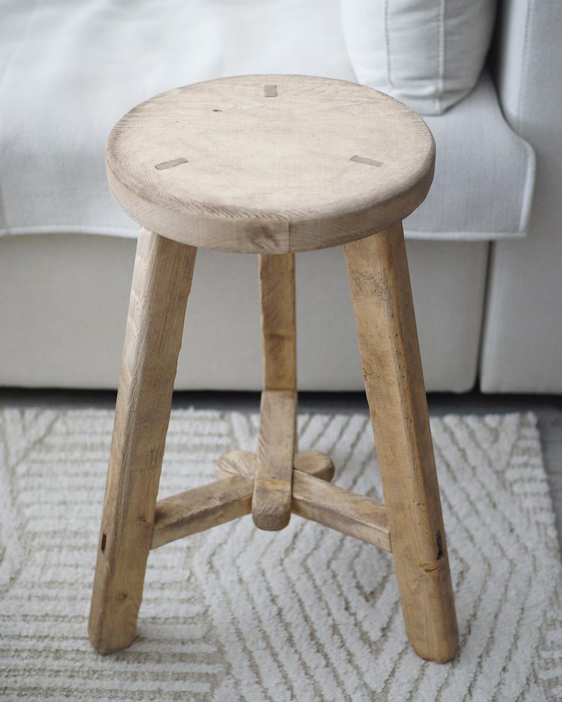 Vintage-style Round Stool | Rustic | Accent Piece | Wood Decor | Side Table | Handmade - Etsy | Etsy (US)