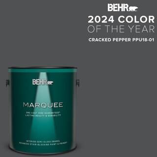 BEHR MARQUEE 1 gal. #PPU18-01 Cracked Pepper One-Coat Hide Semi-Gloss Enamel Interior Paint & Pri... | The Home Depot