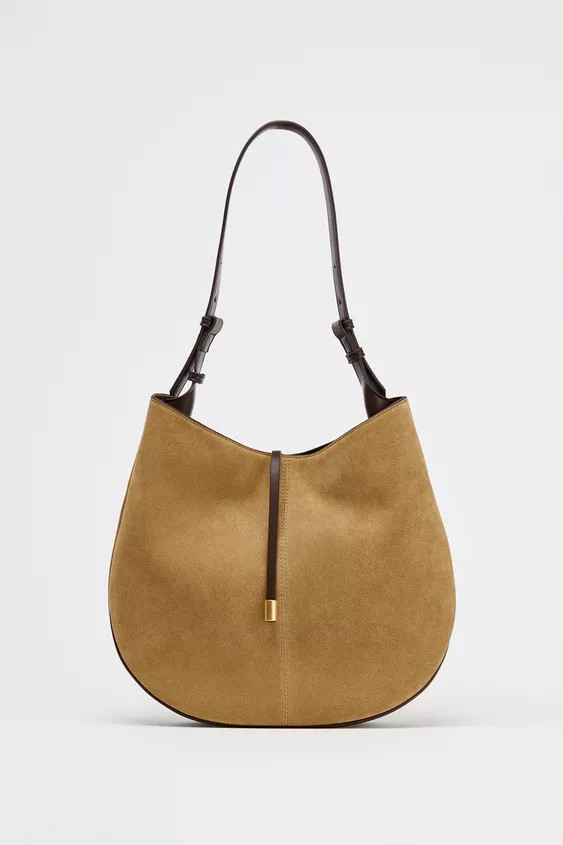 SPLIT SUEDE SHOULDER BAG | Zara UK