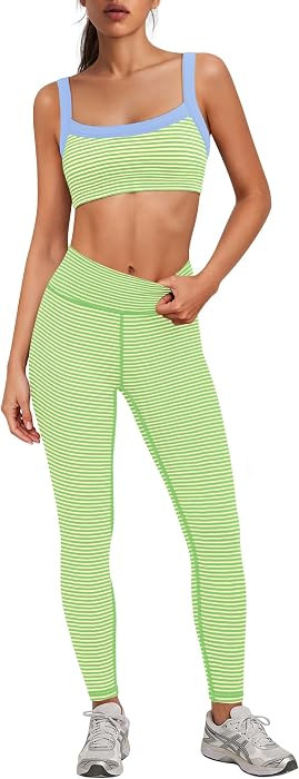 Womens Striped Workout Sets 2 Piece | Amazon (US)